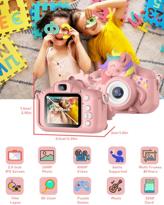 📸 Appareil Photo Enfant HD 20MP – Selfie & Vidéo 1080P avec Carte 32GB 🎁 - jouetsbebe.com