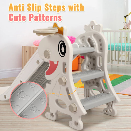 Toboggan 3 - en - 1 Dinosaure – Slide, Panier de Basket & Escalade - jouetsbebe.com