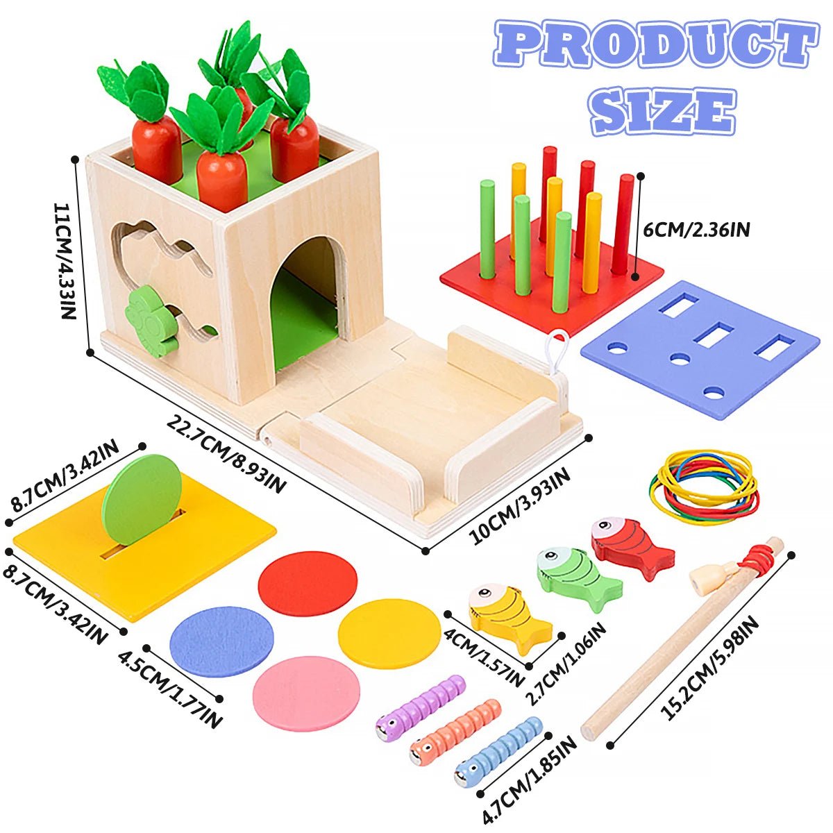 8 In 1 Montessori Permanence Box Carrots Toys Child Wooden Shape Sorting & Matching Educational Toys For Kid Over Age 1 - Year - Old - jouetsbebe.com