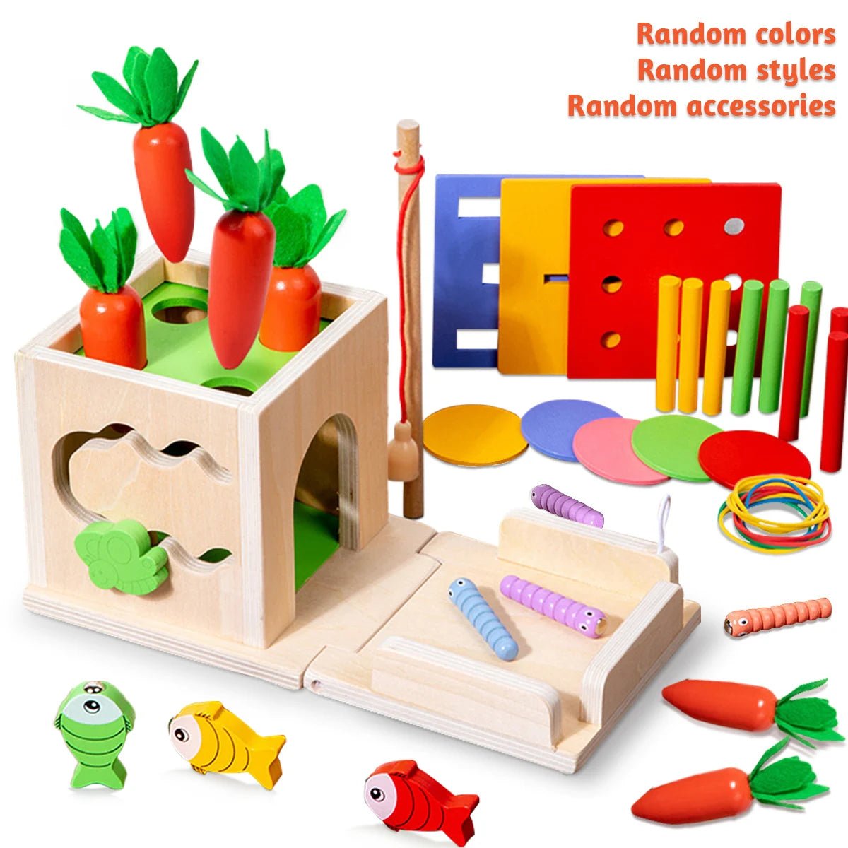 8 In 1 Montessori Permanence Box Carrots Toys Child Wooden Shape Sorting & Matching Educational Toys For Kid Over Age 1 - Year - Old - jouetsbebe.com