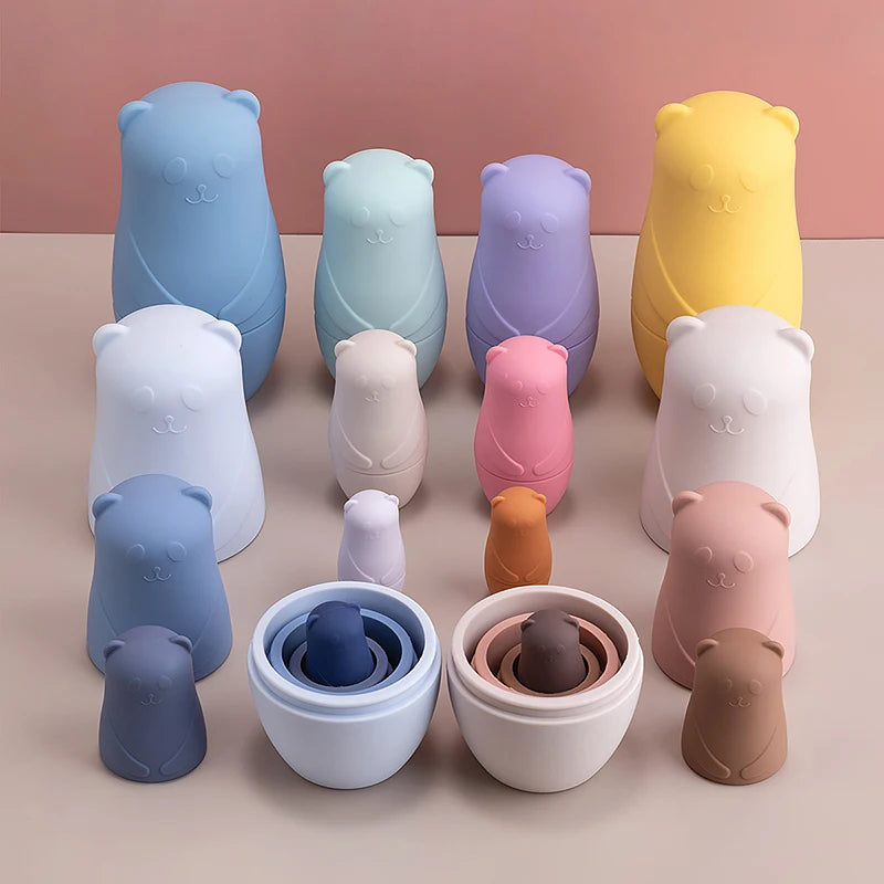 Poupées Gigognes Montessori en Silicone – Jeu d’Empilage Éducatif