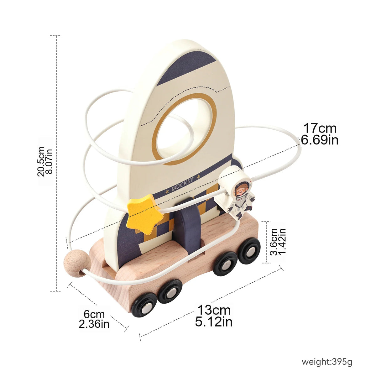 Jouet Montessori en Bois – Jeu Éducatif Espace avec Fusée et Astronaute