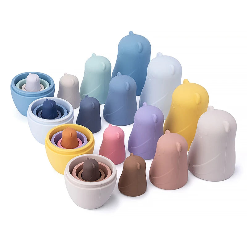 Poupées Gigognes Montessori en Silicone – Jeu d’Empilage Éducatif