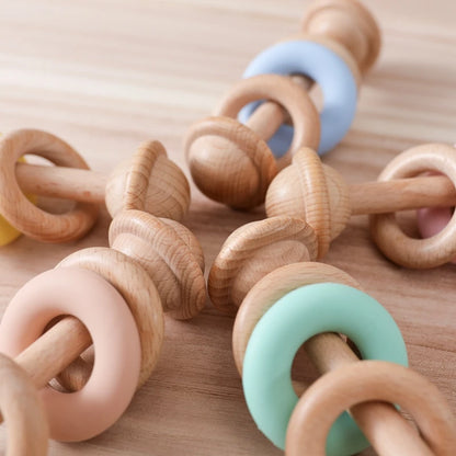 Hochet Dentition Bébé en Bois & Silicone | Éveil