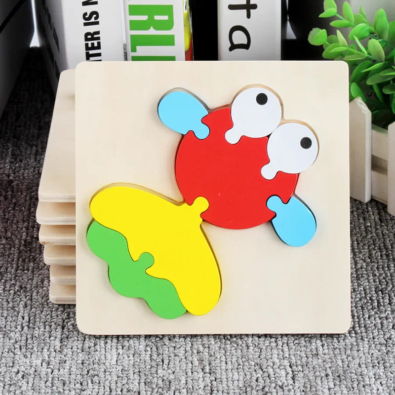Children Boys And Girls Cartoon Three-Dimensional Wooden Puzzle Animal Traffic Geometry Shape Matching Puzzle Toy P80