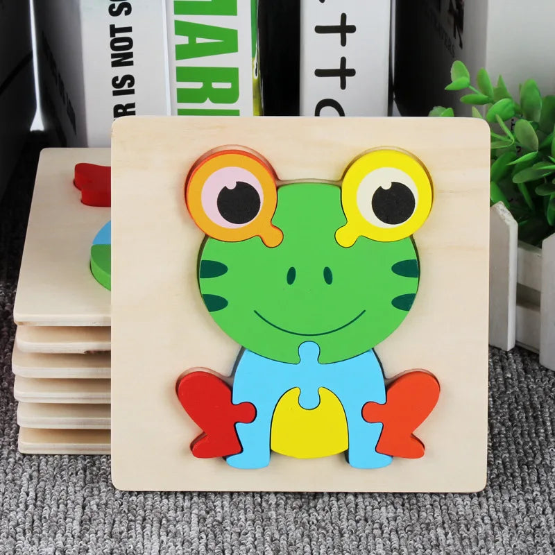Children Boys And Girls Cartoon Three-Dimensional Wooden Puzzle Animal Traffic Geometry Shape Matching Puzzle Toy P80