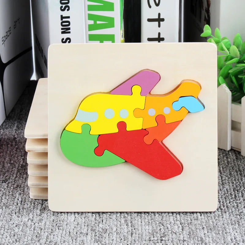 Children Boys And Girls Cartoon Three-Dimensional Wooden Puzzle Animal Traffic Geometry Shape Matching Puzzle Toy P80