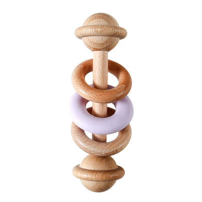 Hochet Dentition Bébé en Bois & Silicone | Éveil