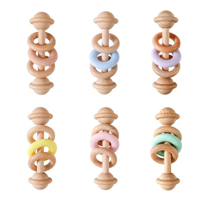 Hochet Dentition Bébé en Bois & Silicone | Éveil