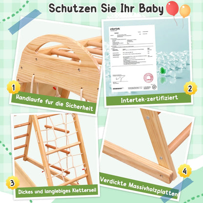 🧗♀️ Aire de Jeux Intérieure 7 - en - 1 Montessori en Bois – Escalade, Balançoire & Toboggan 🌈 - jouetsbebe.com