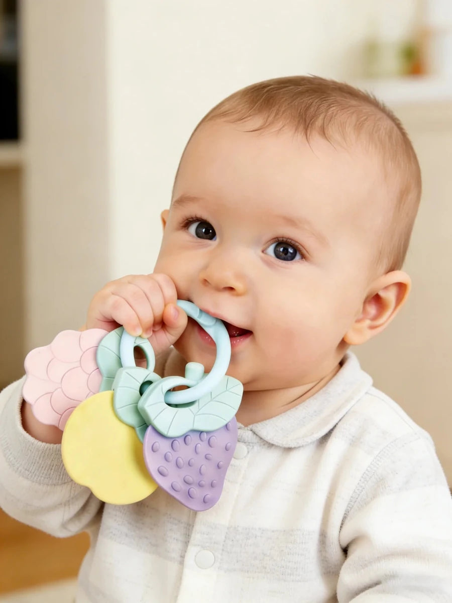 Anneau de Dentition Bébé en Silicone – Hochet Sensoriel - jouetsbebe.com