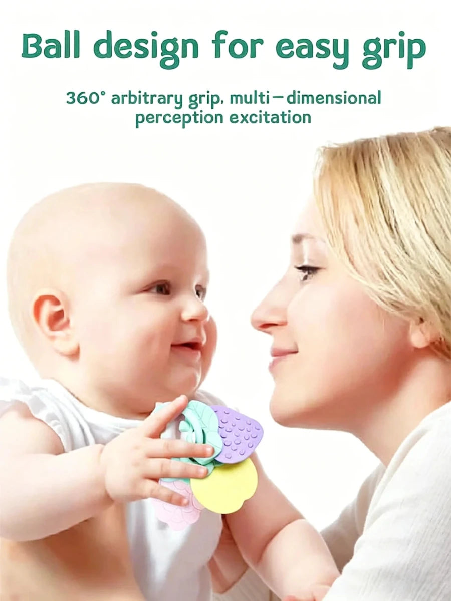 Anneau de Dentition Bébé en Silicone – Hochet Sensoriel - jouetsbebe.com