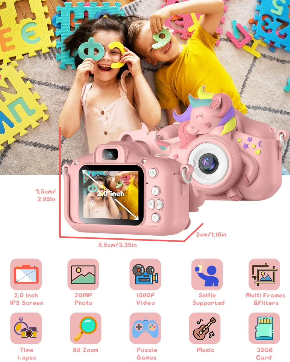 📸 Appareil Photo Enfant HD 20MP – Selfie & Vidéo 1080P avec Carte 32GB 🎁 - jouetsbebe.com