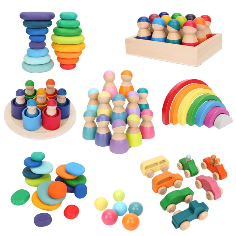 Arc - en - Ciel en Bois Montessori – Blocs & Boules Éducatives - jouetsbebe.com