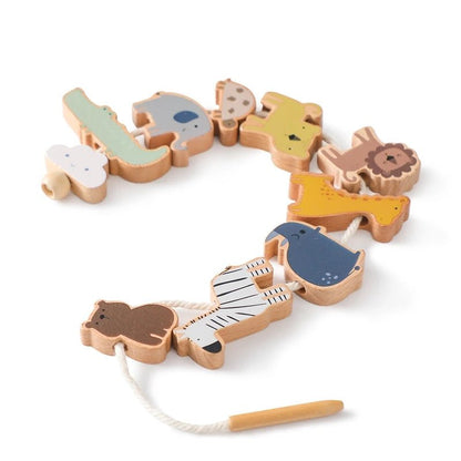 Baby Animal Threading Toys Wooden Farm Theme Stacking Block Toys Wood Educational Toy Button Beaded Blocks Puzzle Toy Baby Gifts - jouetsbebe.com