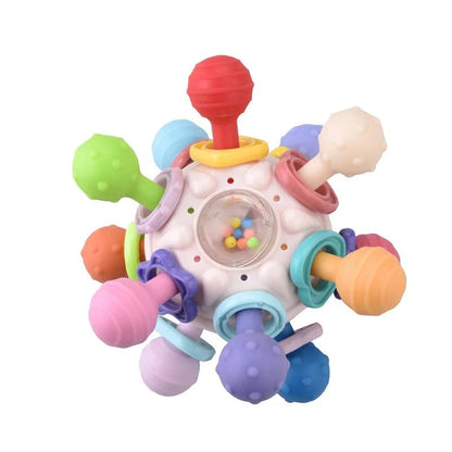 Baby Toys 0 12 Months Rotating Rattle Ball Grasping Activity Baby Development Toy Silicone Teether Baby Sensory Toys for Babies - Le Bon Plan