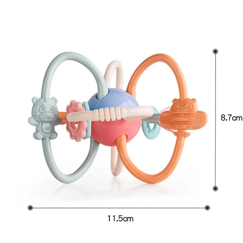 Baby Toys 0 12 Months Rotating Rattle Ball Grasping Activity Baby Development Toy Silicone Teether Baby Sensory Toys for Babies - Le Bon Plan