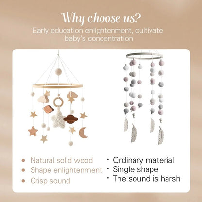 Baby Wooden Crib Mobile Bed Bell Hanging Rattle Toy Newborn Music Box Bed Bell Hanging Toys Holder Bracket Infant Crib Baby Gift - jouetsbebe.com