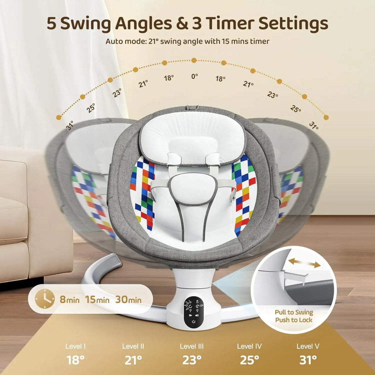 Balancelle Électrique Bluetooth pour Bébé – 5 Vitesses, Musique, Télécommande & Application Mobile - jouetsbebe.com