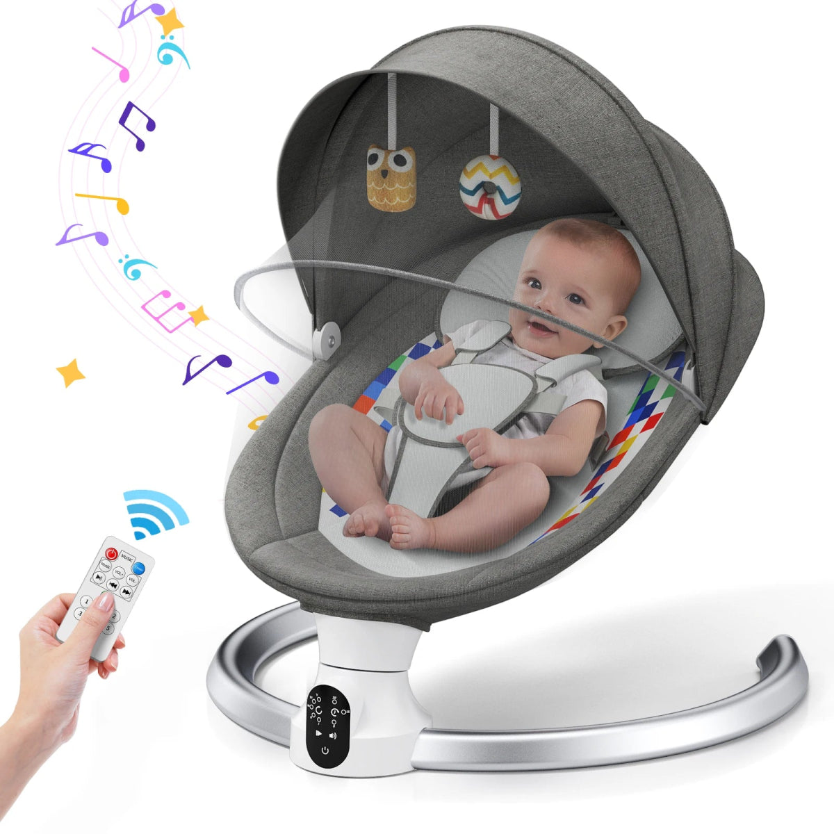 Balancelle Électrique Bluetooth pour Bébé – 5 Vitesses, Musique, Télécommande & Application Mobile - jouetsbebe.com