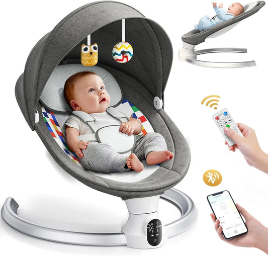Balancelle Électrique Bluetooth pour Bébé – 5 Vitesses, Musique, Télécommande & Application Mobile - jouetsbebe.com