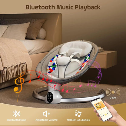 Balancelle Électrique Bluetooth pour Bébé – 5 Vitesses, Musique, Télécommande & Application Mobile - jouetsbebe.com