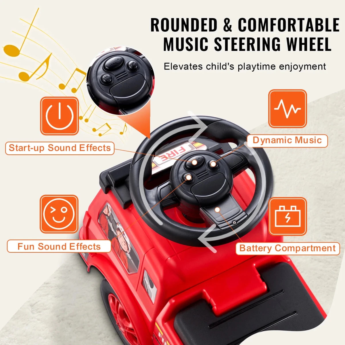Camion de Pompier Enfant avec Musique – Volant et Rangement - jouetsbebe.com