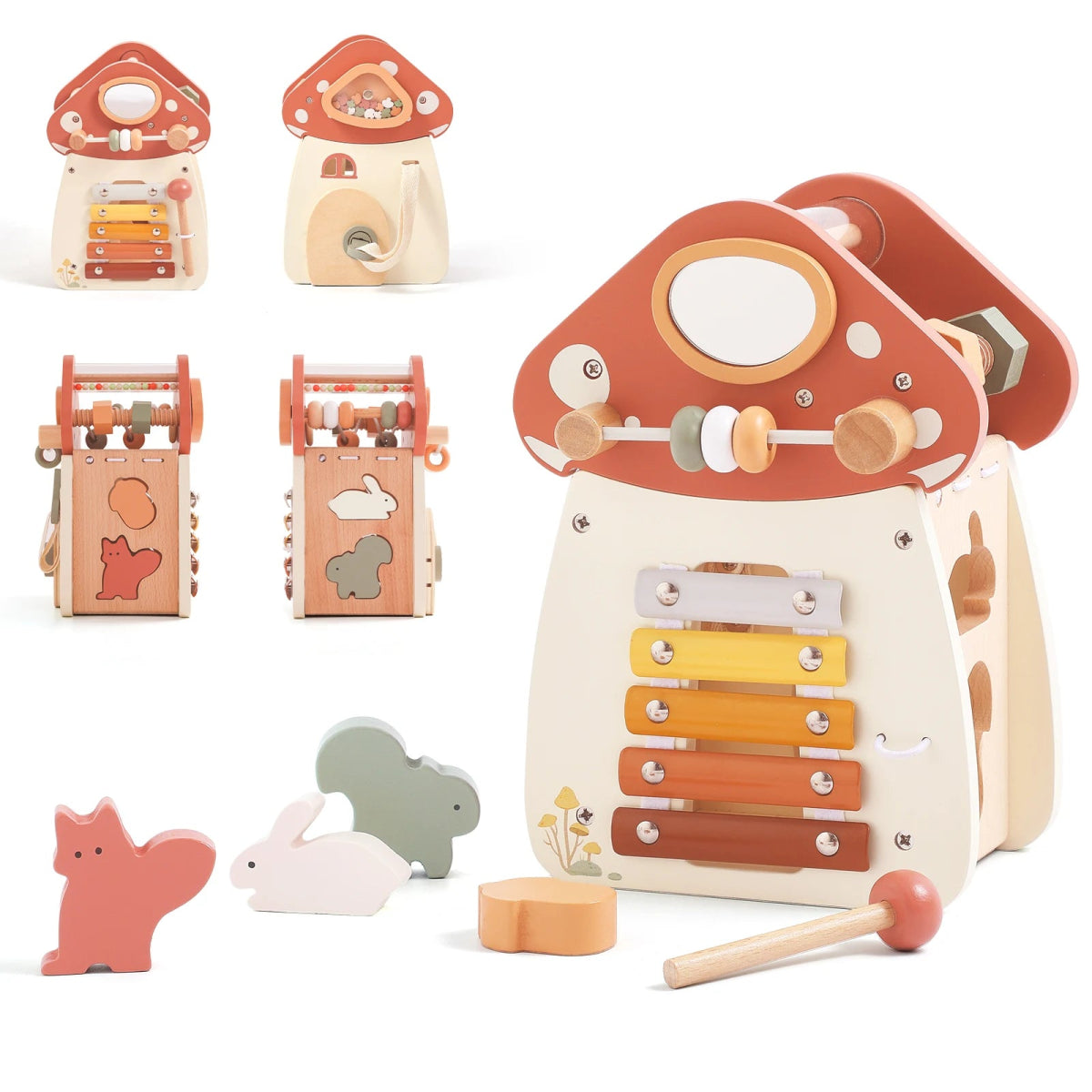Château Champignon Magique en Bois – Jouet Montessori 5 - en - 1 pour Éveiller Créativité et Motricité - jouetsbebe.com