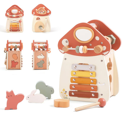 Château Champignon Magique en Bois – Jouet Montessori 5 - en - 1 pour Éveiller Créativité et Motricité - jouetsbebe.com
