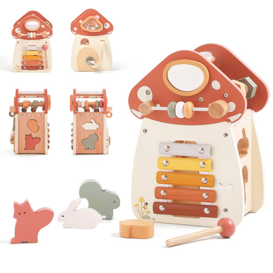 Château Champignon Magique en Bois – Jouet Montessori 5 - en - 1 pour Éveiller Créativité et Motricité - jouetsbebe.com