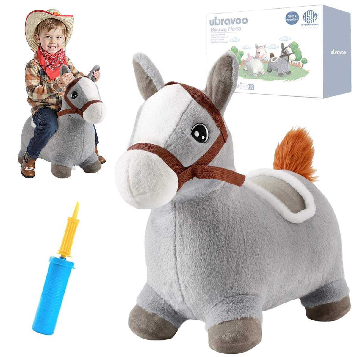 🐴 Cheval à Bascule Gonflable pour Enfant 2 à 5 Ans 🎠 - jouetsbebe.com