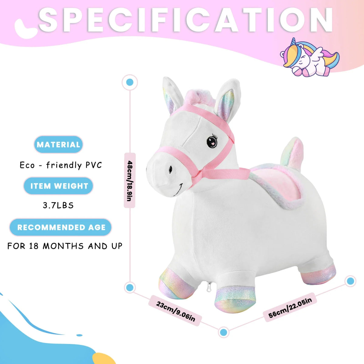 🐴 Cheval à Bascule Gonflable pour Enfant 2 à 5 Ans 🎠 - jouetsbebe.com