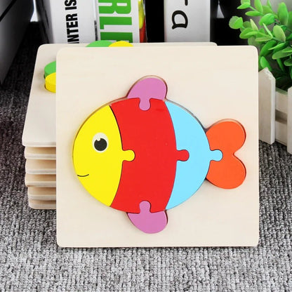 Children Boys And Girls Cartoon Three-Dimensional Wooden Puzzle Animal Traffic Geometry Shape Matching Puzzle Toy P80 - jouetsbebe.com