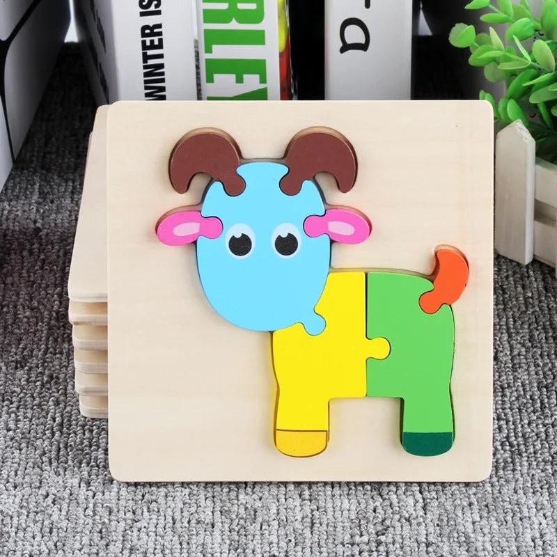 Children Boys And Girls Cartoon Three-Dimensional Wooden Puzzle Animal Traffic Geometry Shape Matching Puzzle Toy P80 - jouetsbebe.com