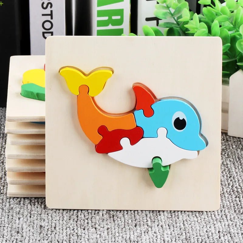Children Boys And Girls Cartoon Three-Dimensional Wooden Puzzle Animal Traffic Geometry Shape Matching Puzzle Toy P80 - jouetsbebe.com