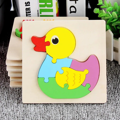 Children Boys And Girls Cartoon Three-Dimensional Wooden Puzzle Animal Traffic Geometry Shape Matching Puzzle Toy P80 - jouetsbebe.com