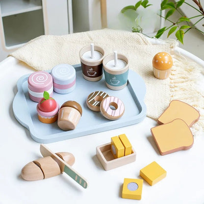 Children's breakfast toy ins simulation home kitchen Western breakfast baking set building block game - jouetsbebe.com