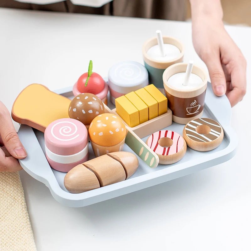 Children's breakfast toy ins simulation home kitchen Western breakfast baking set building block game - jouetsbebe.com