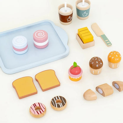 Children's breakfast toy ins simulation home kitchen Western breakfast baking set building block game - jouetsbebe.com