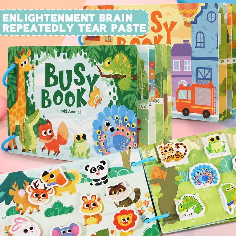 Children's Reusable Activity Books, Early Learning Educational Tools for School and Home, Fun Interactive Toys with Animal, Transportation, and Farm Themes, Matching Games, Suitable for Ages Three and up - jouetsbebe.com