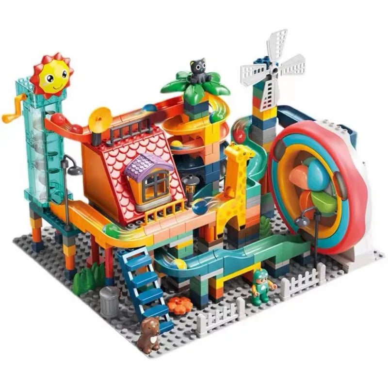 Circuit de Billes XXL avec Ascenseur Électrique - Compatible avec Lego - jouetsbebe.com