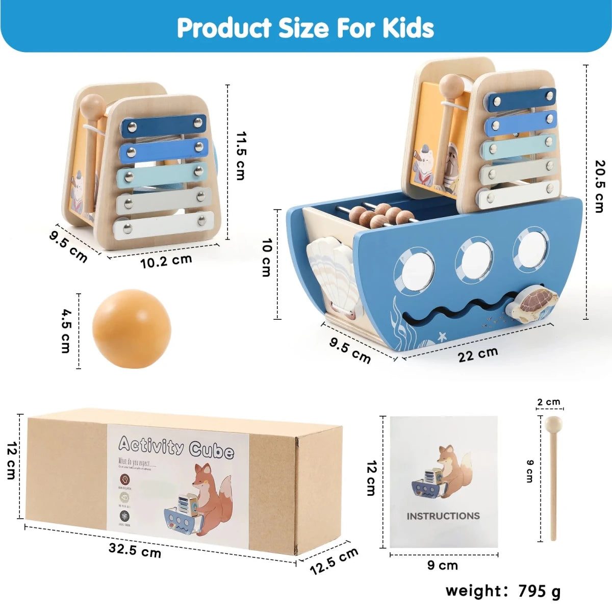 Cube d’Activités en Bois 5 en 1 – Jouet Montessori Sensoriel - jouetsbebe.com