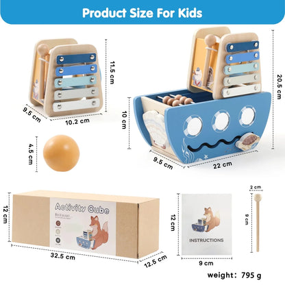 Cube d’Activités en Bois 5 en 1 – Jouet Montessori Sensoriel - jouetsbebe.com
