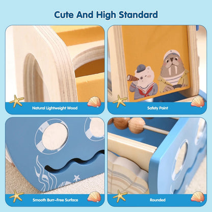 Cube d’Activités en Bois 5 en 1 – Jouet Montessori Sensoriel - jouetsbebe.com