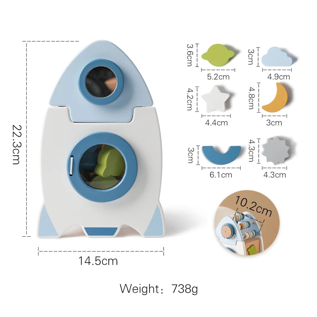 Cube d’Activités Montessori en Bois 5 en 1 – Fusée et Espace - jouetsbebe.com