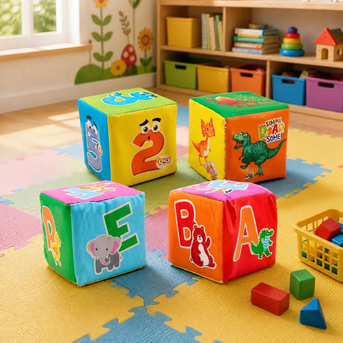 Dés Éducatifs Montessori en Mousse – 4 Cubes Lettres et Chiffres - jouetsbebe.com