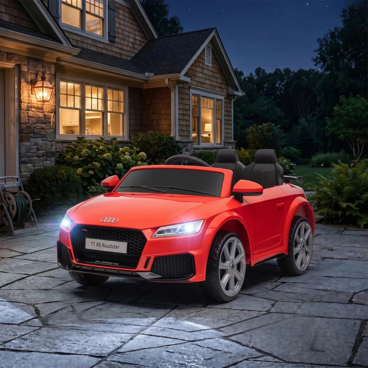 Electric Car for children, powered by two 12V motors, remote control, sound effects, MP3/USB interface, speaker and Lighthouse, up to 3 km/h, red - jouetsbebe.com