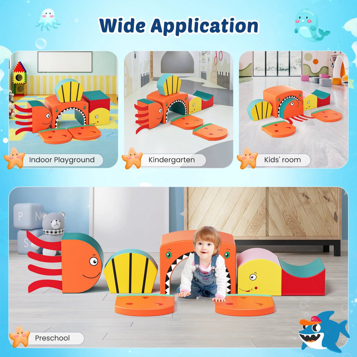 🌊 Ensemble de Blocs d’Escalade en Mousse – Thème Océan 🐠 - jouetsbebe.com