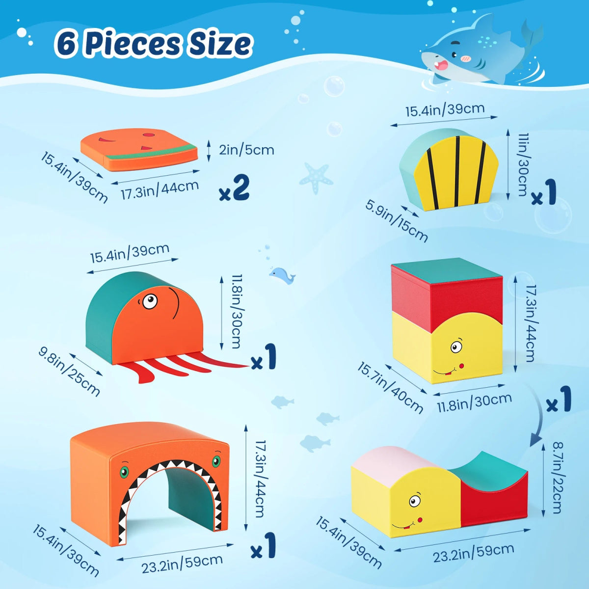 🌊 Ensemble de Blocs d’Escalade en Mousse – Thème Océan 🐠 - jouetsbebe.com