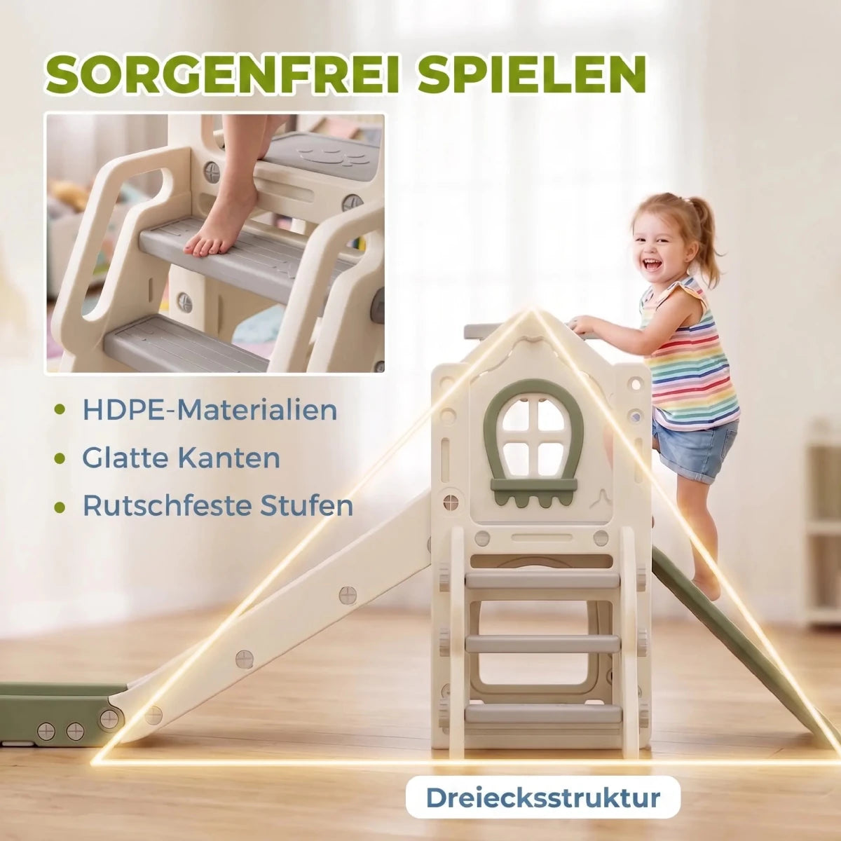 Foldable 4-in-1 Toddler Slide with Climbing Elements, Basketball Stand, Storage Space and Basketball for Kids 1-3 Years Old, Cream White, Kids Toy Slide, Kids Slide, Outdoor Toy Slide - jouetsbebe.com